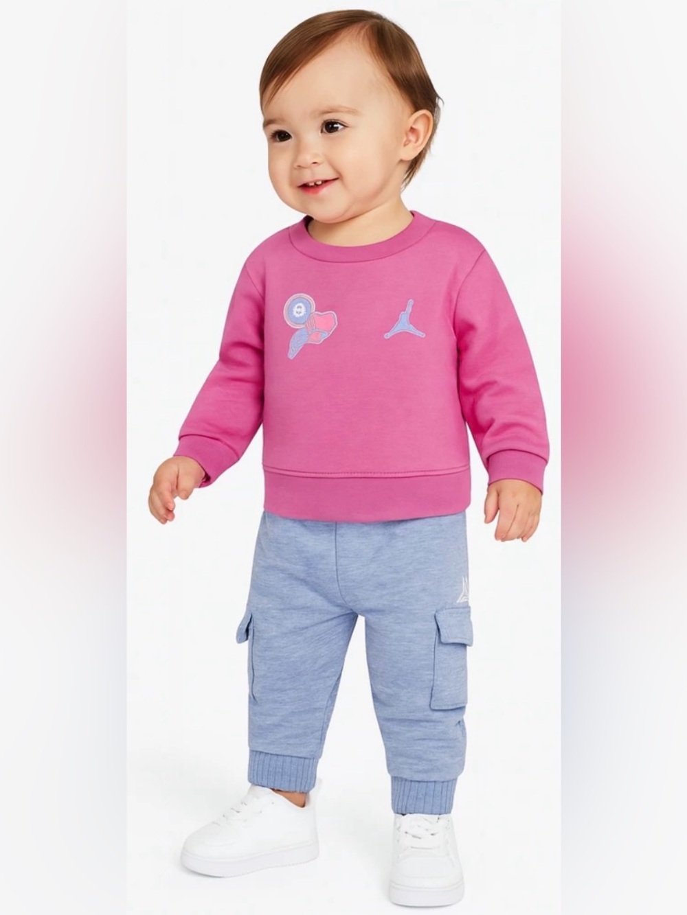 Jordan kids' sweatshirt and cargo joggers tracksuit set cobalt bliss heather